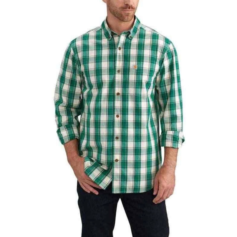 Carhartt Mens Essential Plaid Button-Down Long-Sleeve Shirt Size Large